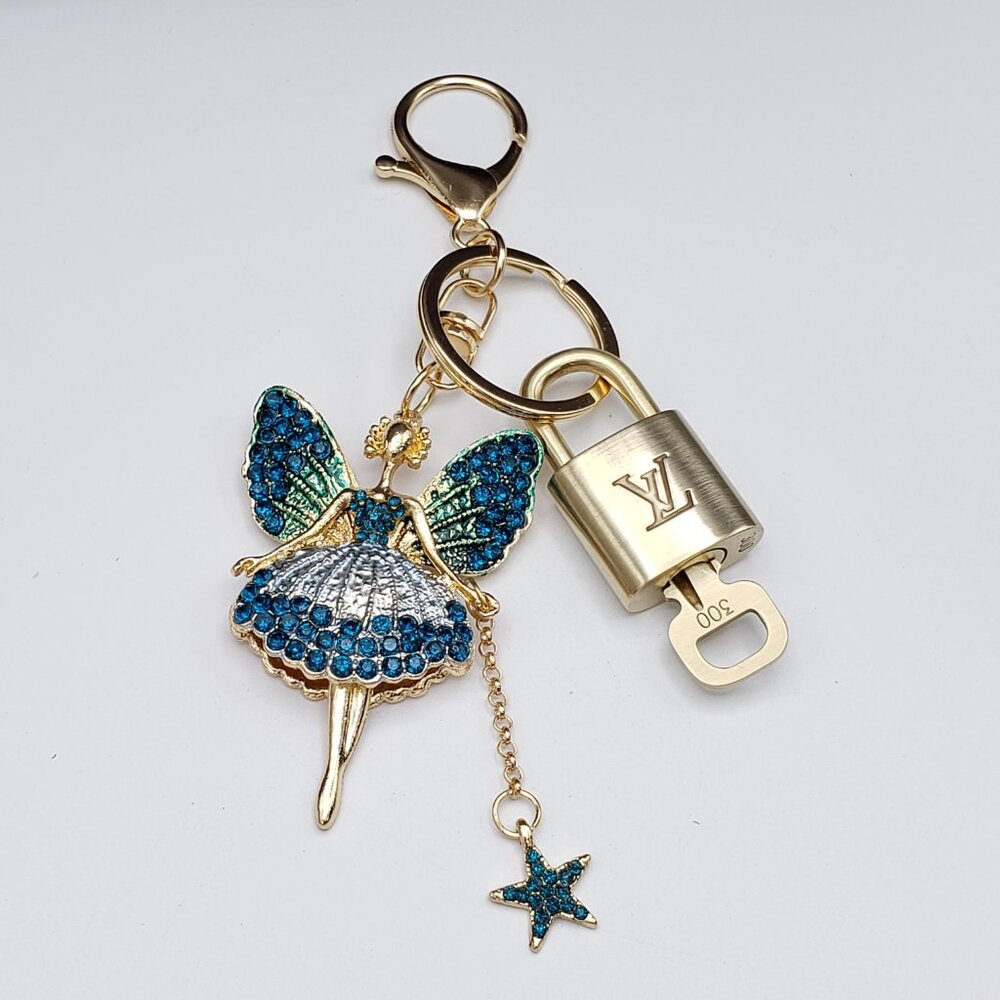 Louis Vuitton Authentic Gold Padlock 🔒 Key + Unbranded Fairy Keychain Bag Charm